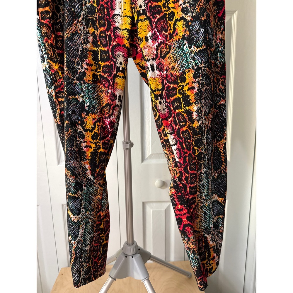 New York & Company Womens XXL Multicolor Snake Print Leggings High Rise Stretch - Picture 3 of 7